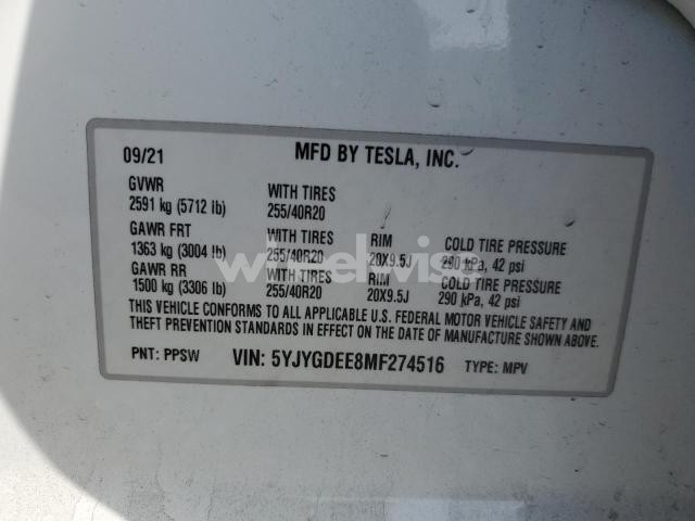 Photo 7 of 2021 TESLA MODEL Y (VIN 5YJYGDEE8MF274516)