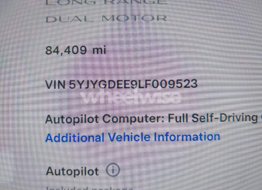 Photo 9 of 2020 Tesla Model Y LONG RANGE DUAL MOTOR ALL-WHEEL DRIVE (VIN 5YJYGDEE9LF009523)