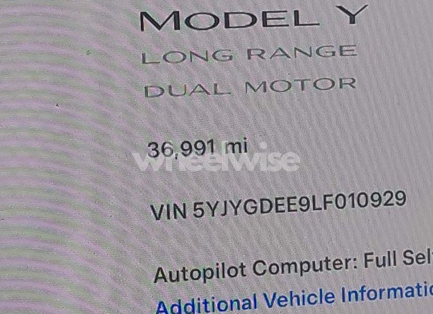 Photo 15 of 2020 Tesla Model Y LONG RANGE DUAL MOTOR ALL-WHEEL DRIVE (VIN 5YJYGDEE9LF010929)