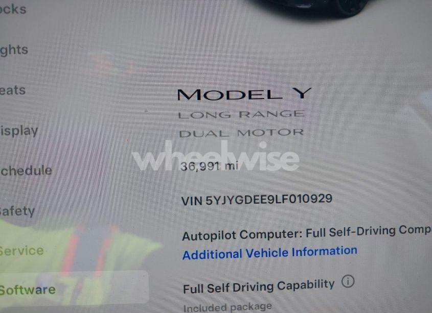 Photo 7 of 2020 Tesla Model Y LONG RANGE DUAL MOTOR ALL-WHEEL DRIVE (VIN 5YJYGDEE9LF010929)