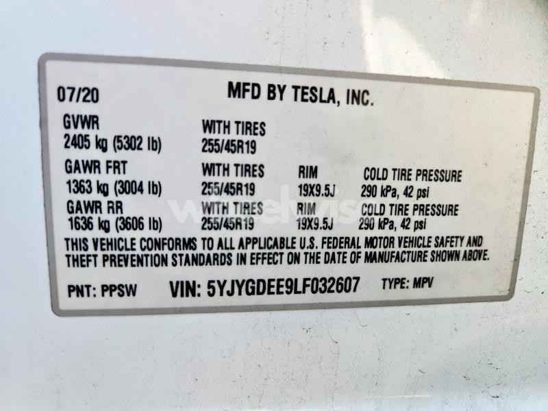 Photo 7 of 2020 TESLA MODEL Y (VIN 5YJYGDEE9LF032607)