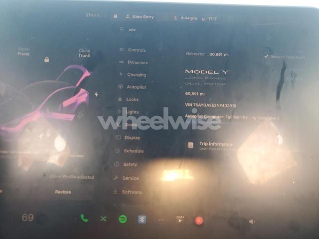 Photo 2 of 2022 TESLA MODEL Y N/A (VIN 5YJYGDEE9MF208525)