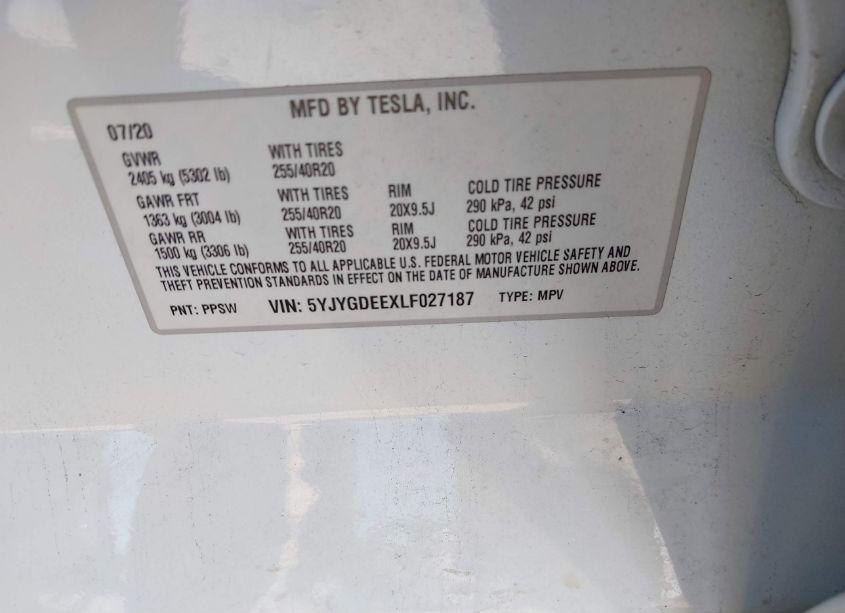 Photo 9 of 2020 Tesla Model Y LONG RANGE DUAL MOTOR ALL-WHEEL DRIVE (VIN 5YJYGDEEXLF027187)