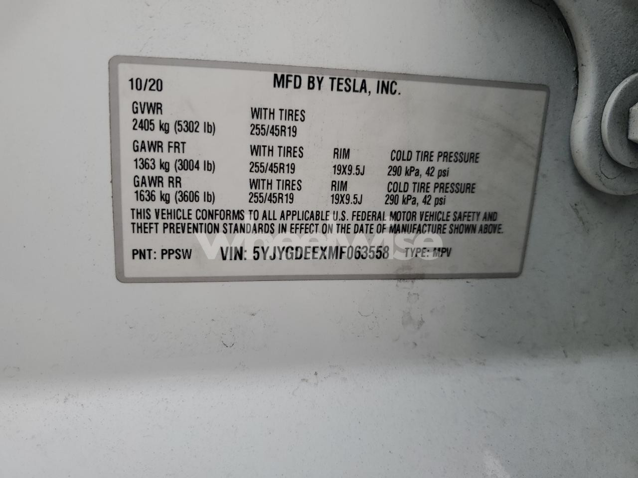 Photo 12 of 2021 TESLA MODEL Y (VIN 5YJYGDEEXMF063558)