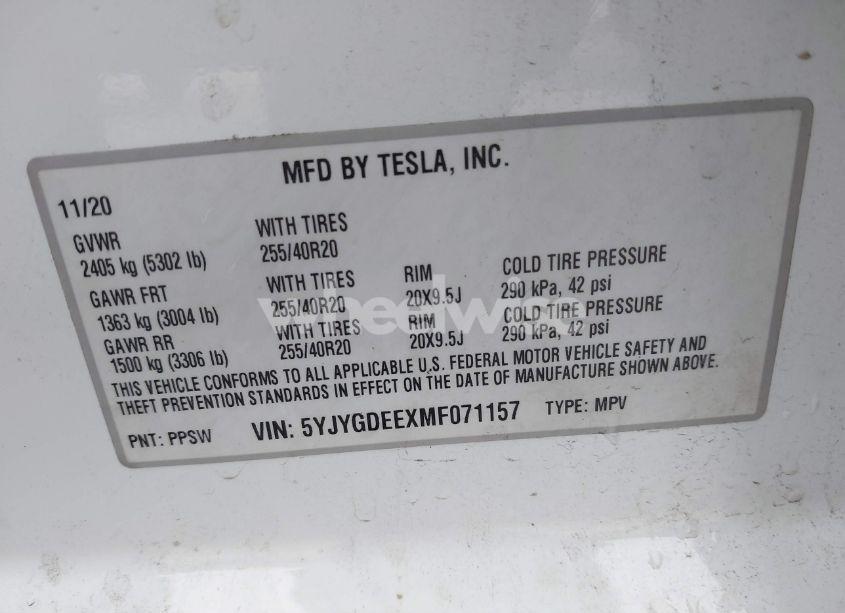 Photo 9 of 2021 Tesla Model Y LONG RANGE DUAL MOTOR ALL-WHEEL DRIVE (VIN 5YJYGDEEXMF071157)