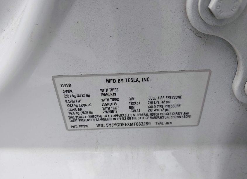 Photo 9 of 2021 Tesla Model Y LONG RANGE DUAL MOTOR ALL-WHEEL DRIVE (VIN 5YJYGDEEXMF083289)