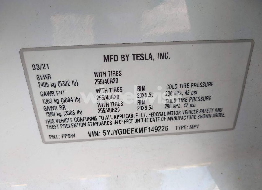 Photo 9 of 2021 Tesla Model Y LONG RANGE DUAL MOTOR ALL-WHEEL DRIVE (VIN 5YJYGDEEXMF149226)