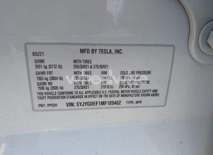 Photo 9 of 2021 Tesla Model Y PERFORMANCE DUAL MOTOR ALL-WHEEL DRIVE (VIN 5YJYGDEF1MF189462)