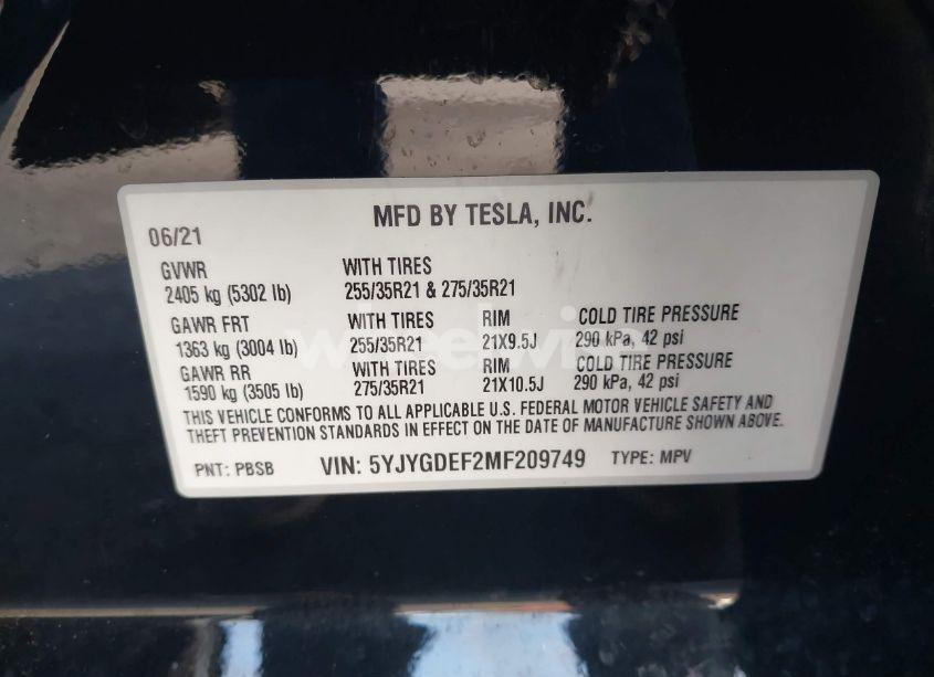 Photo 9 of 2021 Tesla Model Y PERFORMANCE DUAL MOTOR ALL-WHEEL DRIVE (VIN 5YJYGDEF2MF209749)