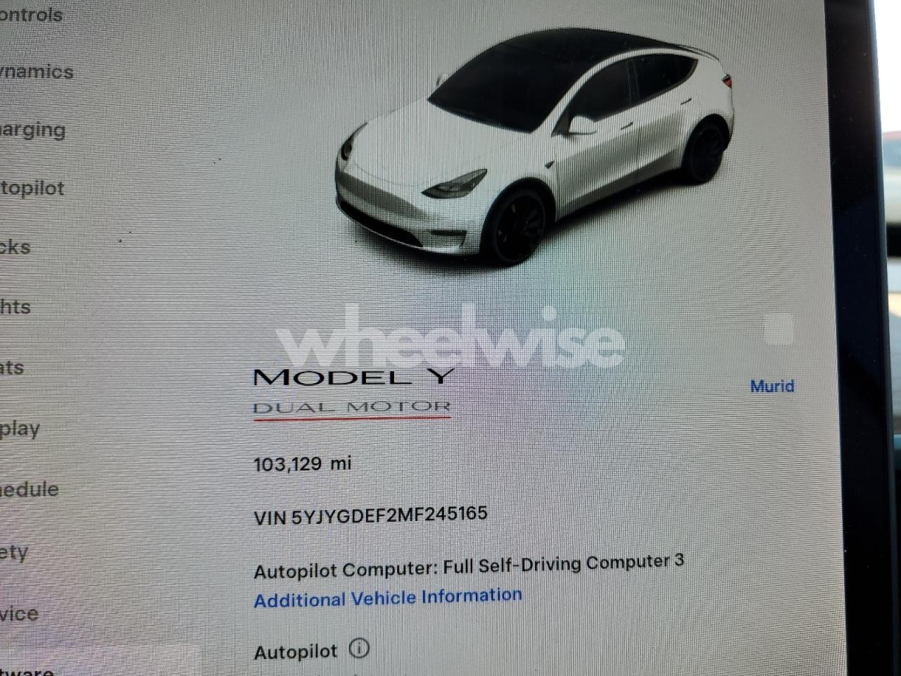 Photo 9 of 2021 TESLA MODEL Y (VIN 5YJYGDEF2MF245165)