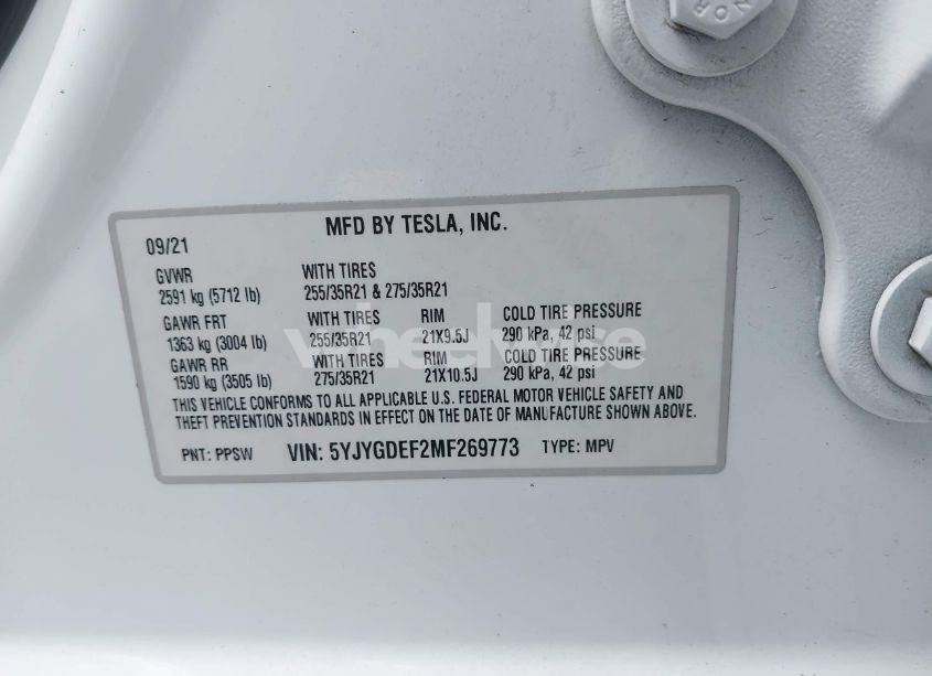 Photo 9 of 2021 Tesla Model Y PERFORMANCE DUAL MOTOR ALL-WHEEL DRIVE (VIN 5YJYGDEF2MF269773)
