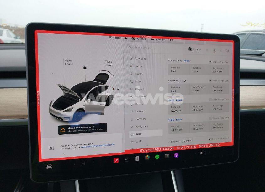 Photo 7 of 2020 Tesla Model Y LONG RANGE DUAL MOTOR ALL-WHEEL DRIVE/PERFORMANCE DUAL MOTOR ALL-WHEEL DRIVE (VIN 5YJYGDEF6LF038504)