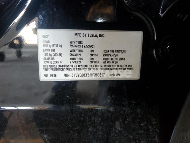 Photo 12 of 2021 TESLA MODEL Y (VIN 5YJYGDEF6MF303617)