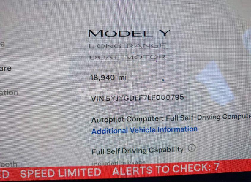 Photo 16 of 2020 Tesla Model Y LONG RANGE DUAL MOTOR ALL-WHEEL DRIVE/PERFORMANCE DUAL MOTOR ALL-WHEEL DRIVE (VIN 5YJYGDEF7LF000795)