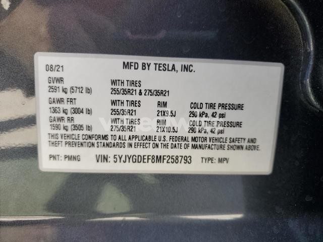 Photo 12 of 2021 TESLA MODEL Y (VIN 5YJYGDEF8MF258793)