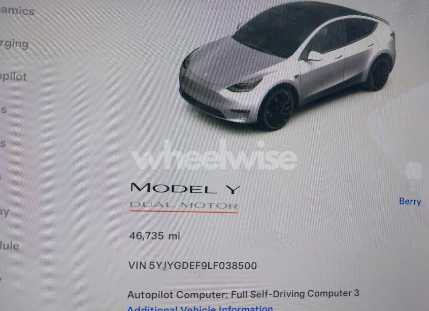 Photo 7 of 2020 Tesla Model Y LONG RANGE DUAL MOTOR ALL-WHEEL DRIVE/PERFORMANCE DUAL MOTOR ALL-WHEEL DRIVE (VIN 5YJYGDEF9LF038500)