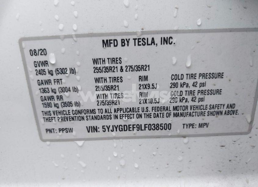 Photo 9 of 2020 Tesla Model Y LONG RANGE DUAL MOTOR ALL-WHEEL DRIVE/PERFORMANCE DUAL MOTOR ALL-WHEEL DRIVE (VIN 5YJYGDEF9LF038500)