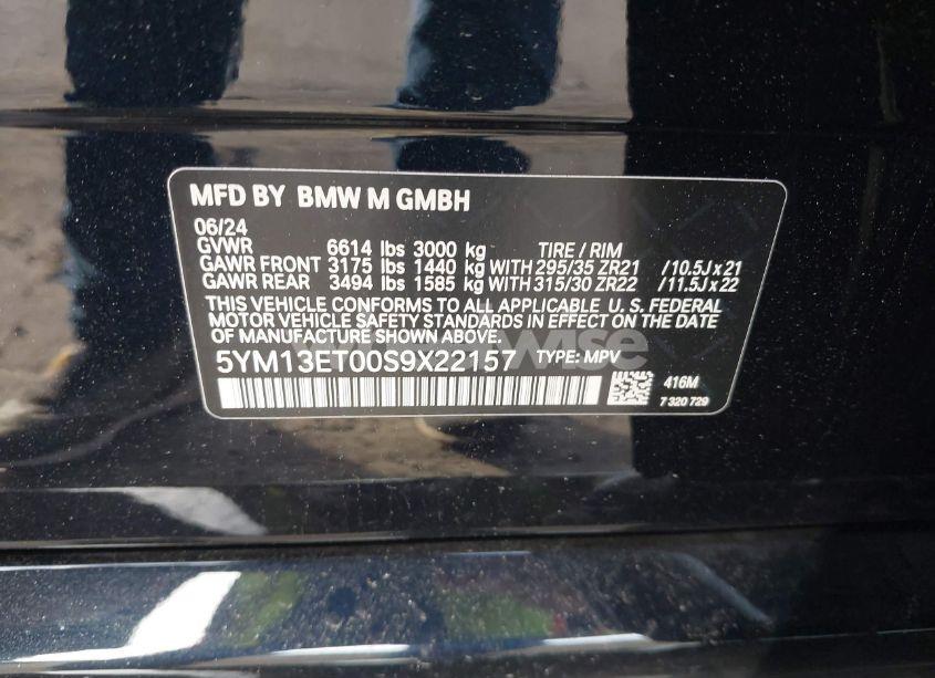 Photo 9 of 2025 Bmw X5 M COMPETITION (VIN 5YM13ET00S9X22157)