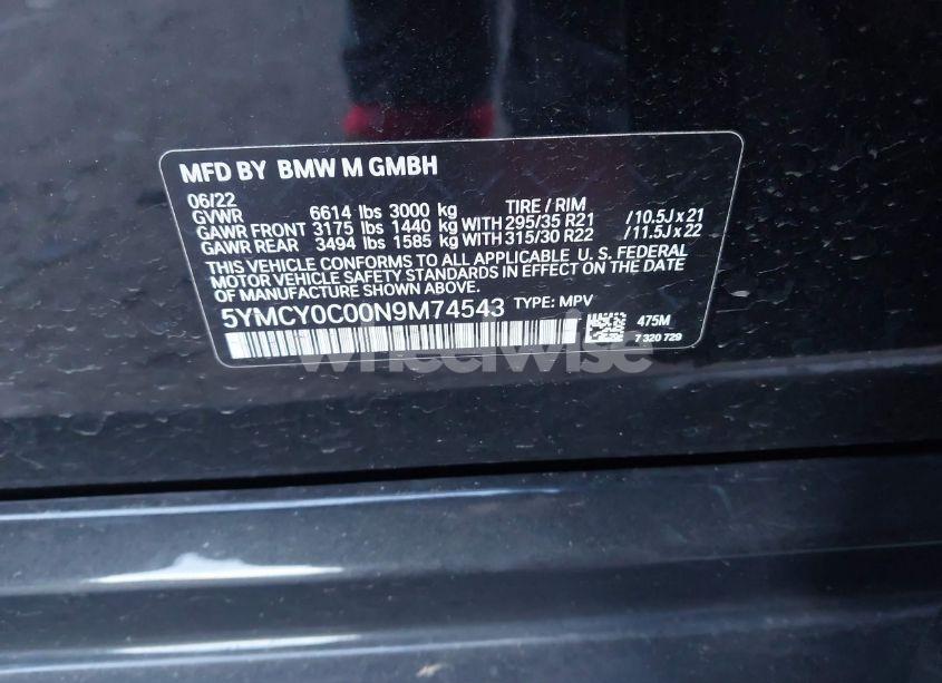 Photo 9 of 2022 Bmw X6 M (VIN 5YMCY0C00N9M74543)