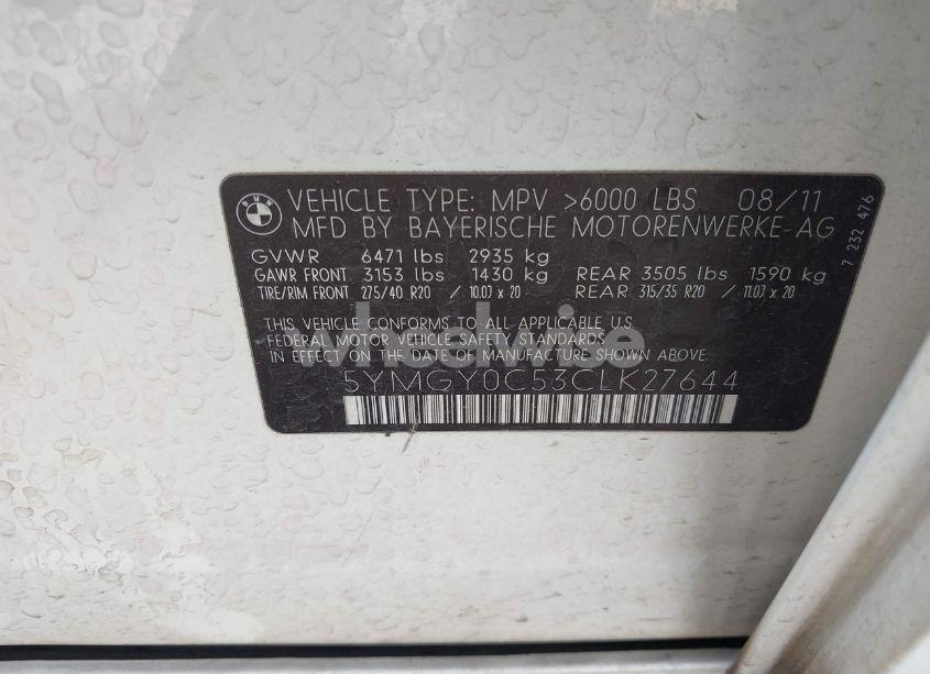 Photo 9 of 2012 Bmw X5 M (VIN 5YMGY0C53CLK27644)