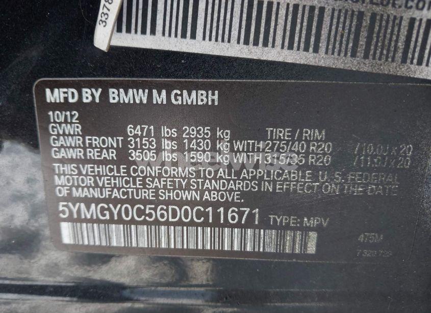 Photo 9 of 2013 Bmw X5 M (VIN 5YMGY0C56D0C11671)
