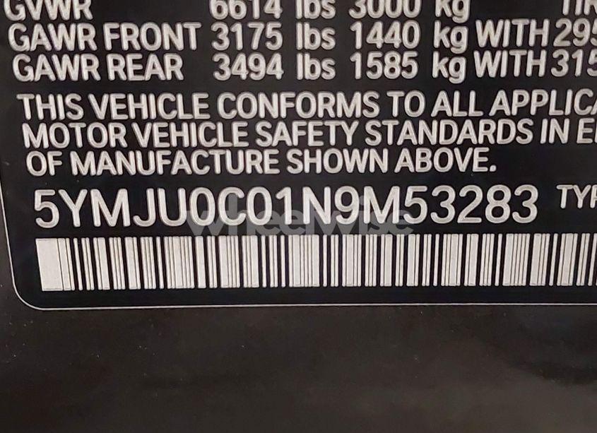 Photo 9 of 2022 Bmw X5 M (VIN 5YMJU0C01N9M53283)