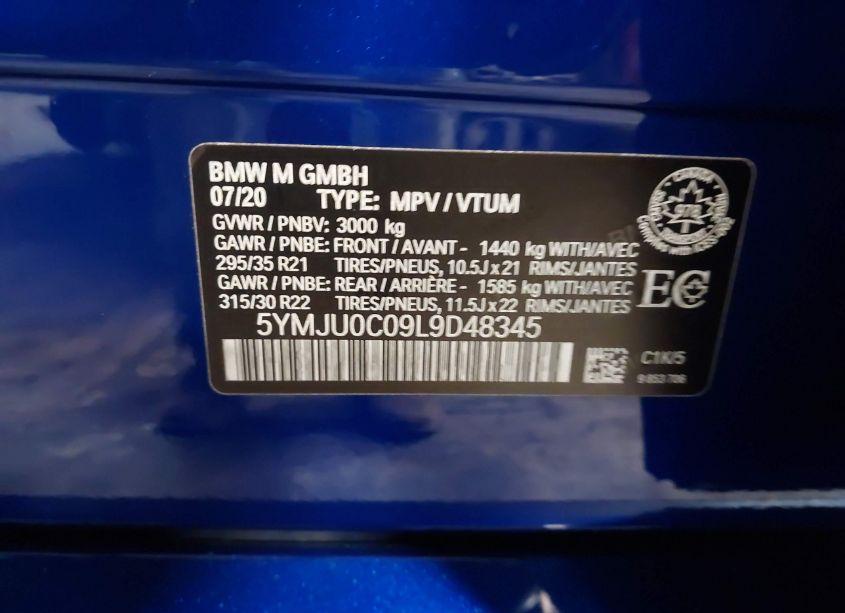 Photo 9 of 2020 Bmw X5 M COMPETITION (VIN 5YMJU0C09L9D48345)