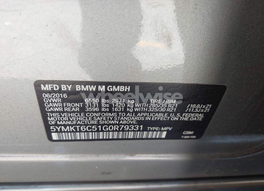 Photo 9 of 2016 Bmw X5 M (VIN 5YMKT6C51G0R79331)