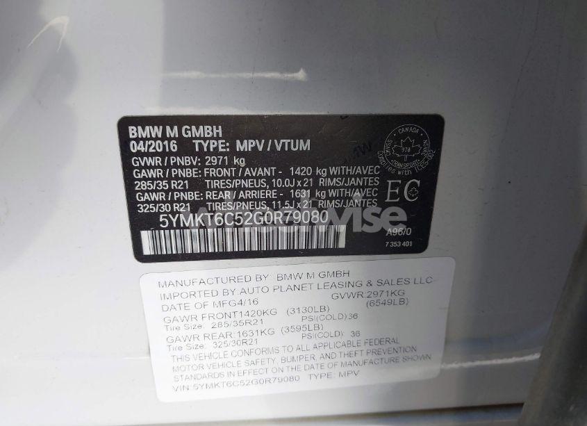 Photo 9 of 2016 Bmw X5 M (VIN 5YMKT6C52G0R79080)