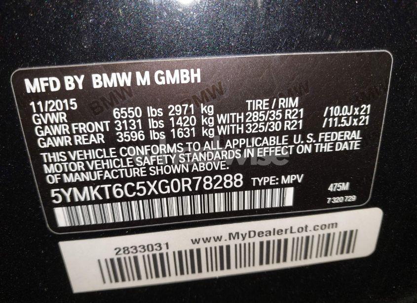 Photo 9 of 2016 Bmw X5 M (VIN 5YMKT6C5XG0R78288)