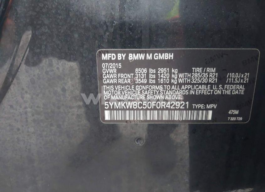 Photo 9 of 2015 Bmw X6 M (VIN 5YMKW8C50F0R42921)