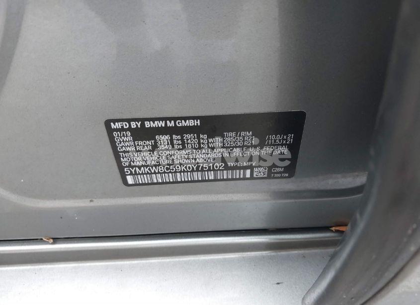 Photo 9 of 2019 Bmw X6 M (VIN 5YMKW8C59K0Y75102)