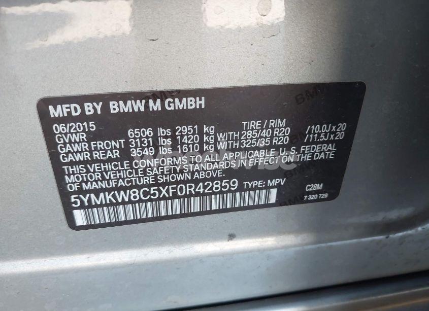 Photo 9 of 2015 Bmw X6 M (VIN 5YMKW8C5XF0R42859)