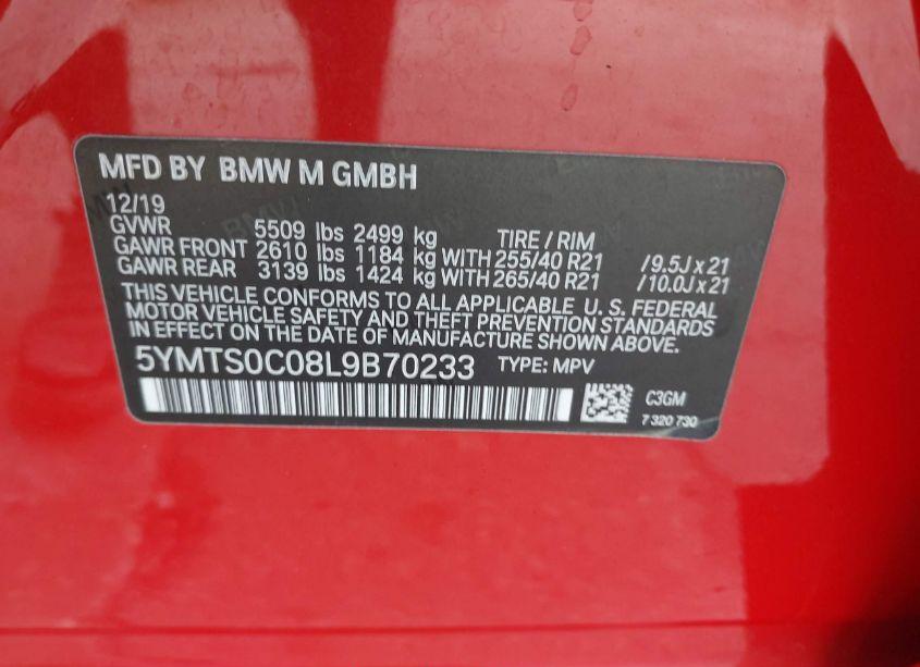 Photo 9 of 2020 Bmw X3 M COMPETITION (VIN 5YMTS0C08L9B70233)