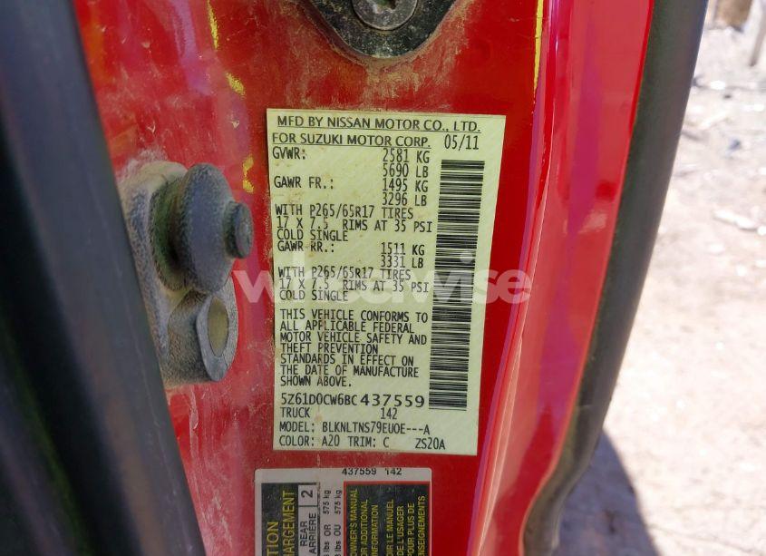 Photo 9 of 2011 Suzuki Equator SPORT (VIN 5Z61D0CW6BC437559)