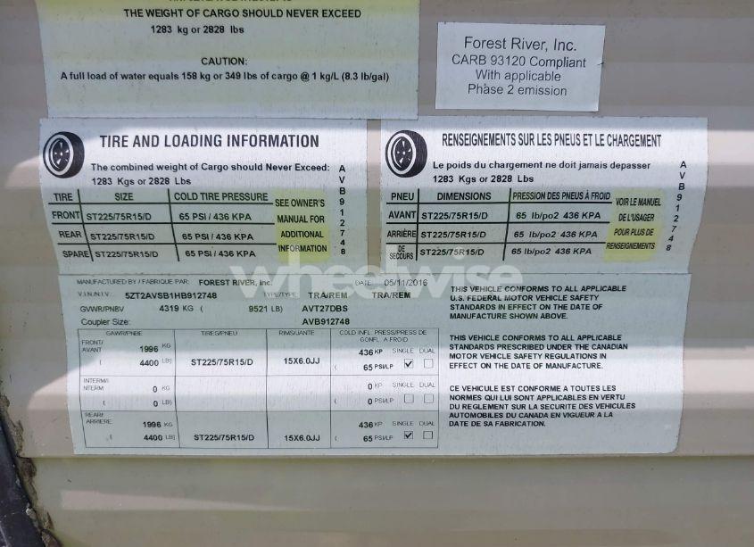 Photo 9 of 2017 Avenger Travel TRAILER (VIN 5ZT2AVSB1HB912748)