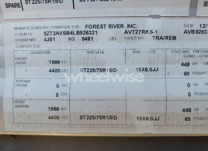 Photo 9 of 2020 Prime Time AVENGER (VIN 5ZT2AVSB4LB926331)