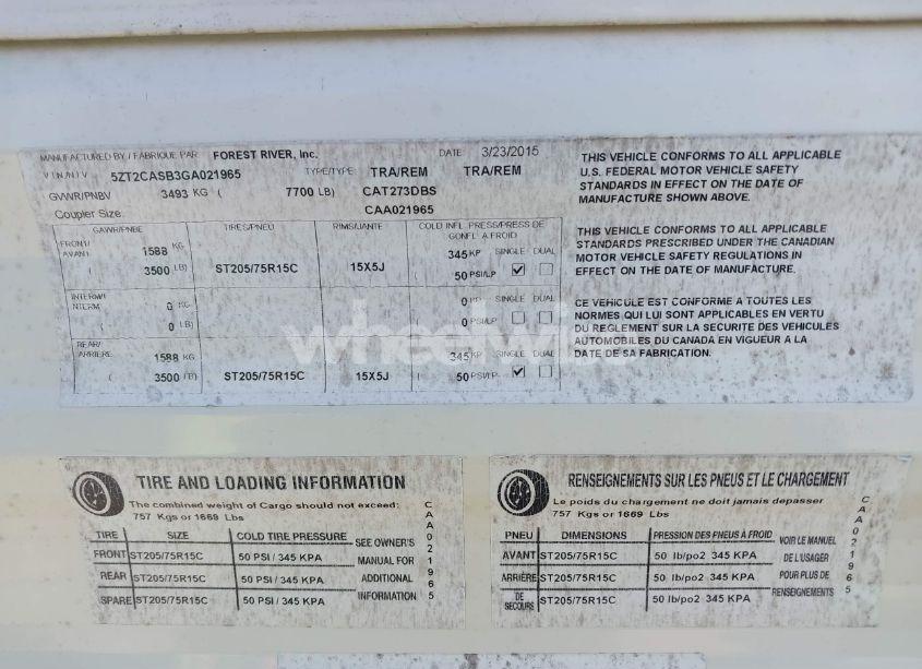 Photo 9 of 2016 Forest River CATALINA 273DBS (VIN 5ZT2CASB3GA021965)