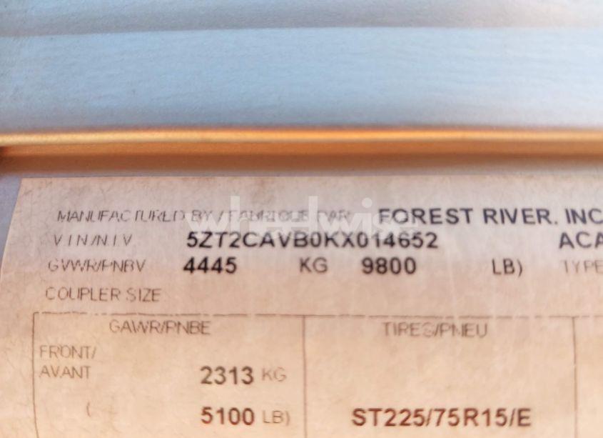 Photo 9 of 2019 Four Seasons RIVER M-3 (VIN 5ZT2CAVB0KX014652)