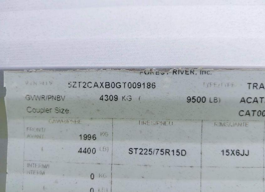 Photo 9 of 2016 Forest River OTHER (VIN 5ZT2CAXB0GT009186)