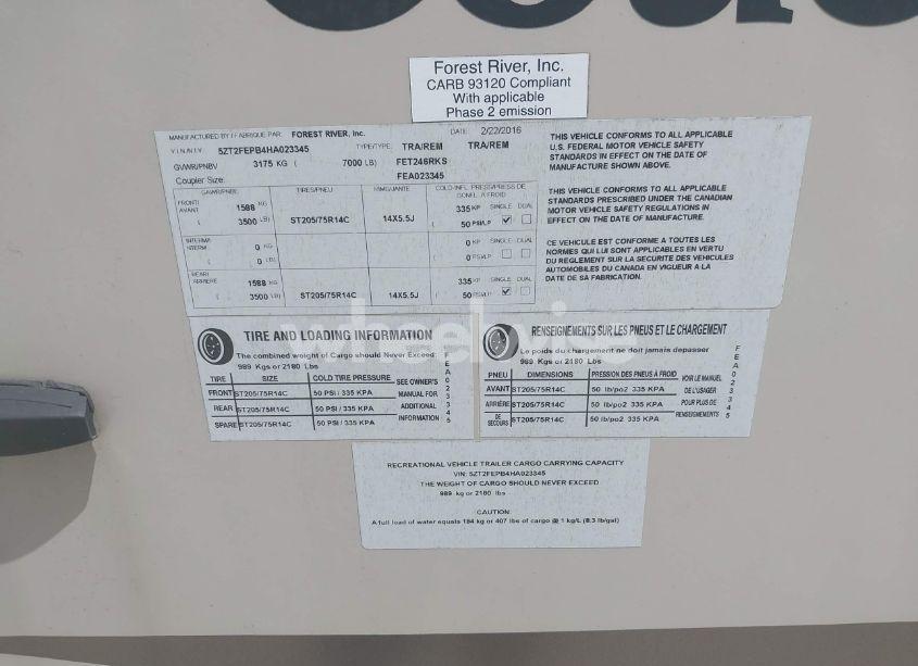 Photo 9 of 2016 Forest River FREEDOM TRAVEL TRAILER (VIN 5ZT2FEPB4HA023345)