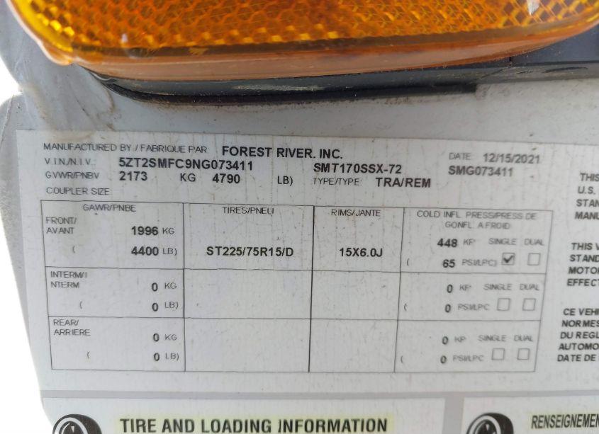 Photo 9 of 2022 Salem Travel TRAILER (VIN 5ZT2SMFC9NG073411)