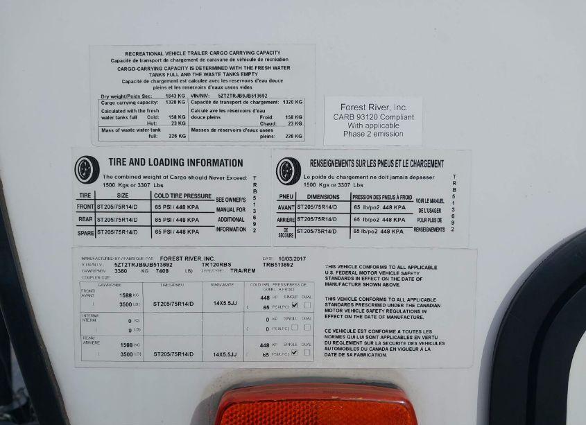 Photo 9 of 2018 Tracer By FOREST RIV BREEZE SERIES (VIN 5ZT2TRJB9JB513692)