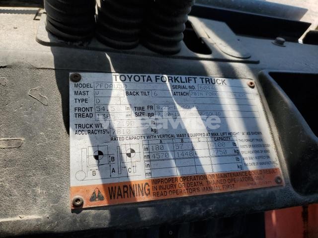 Photo 3 of 2002 TOYOTA 7FDAU50 FORKLIFT (VIN 60448)