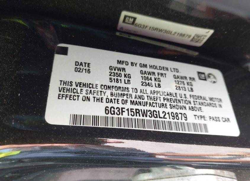 Photo 9 of 2016 Chevrolet Ss (VIN 6G3F15RW3GL219879)