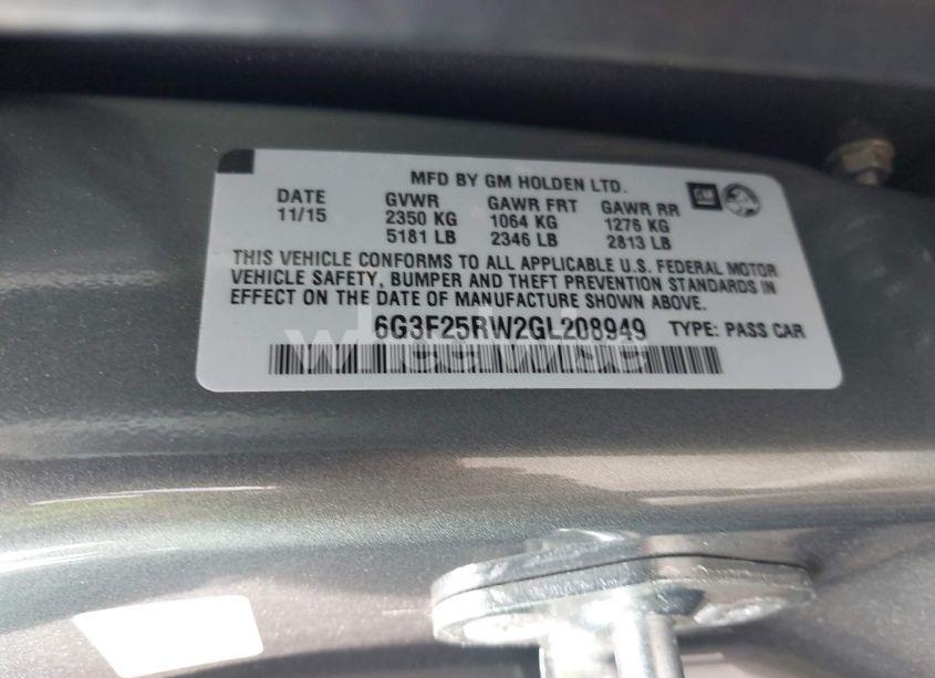 Photo 9 of 2016 Chevrolet Ss (VIN 6G3F25RW2GL208949)