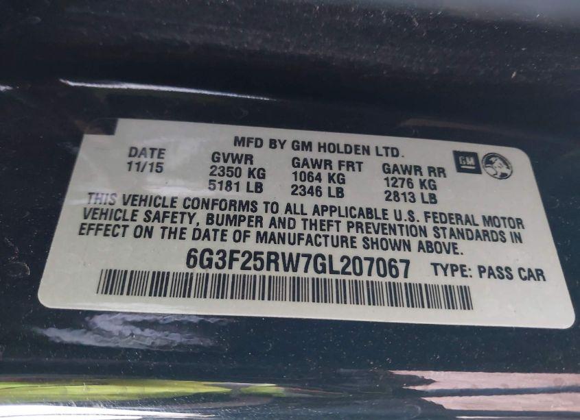 Photo 9 of 2016 Chevrolet Ss (VIN 6G3F25RW7GL207067)