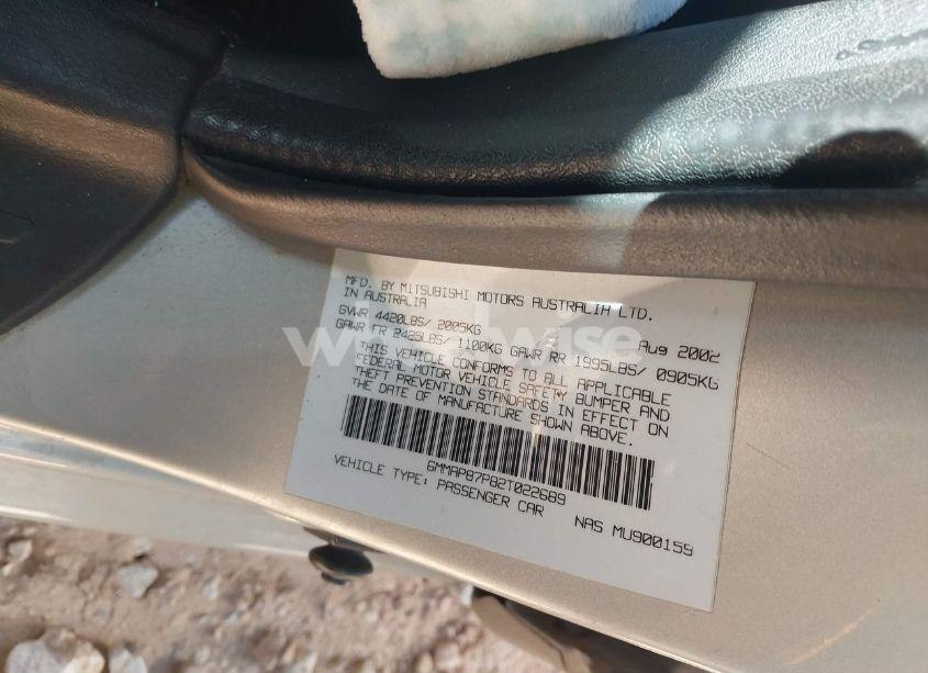 Photo 9 of 2002 Mitsubishi Diamante VR-X (VIN 6MMAP87P82T022689)