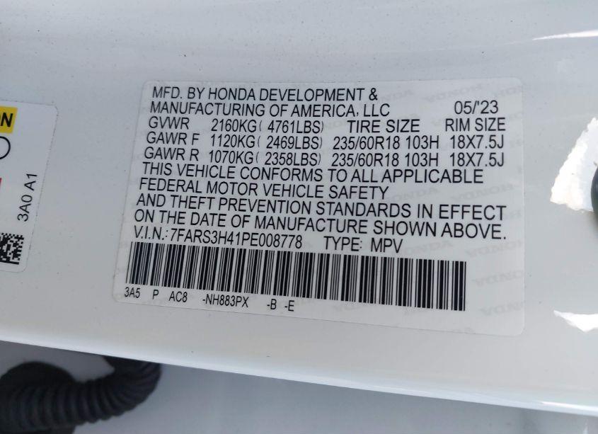 Photo 9 of 2023 Honda Cr-v EX 2WD (VIN 7FARS3H41PE008778)