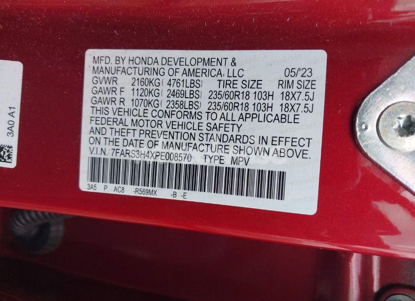 Photo 9 of 2023 Honda Cr-v EX 2WD (VIN 7FARS3H4XPE008570)